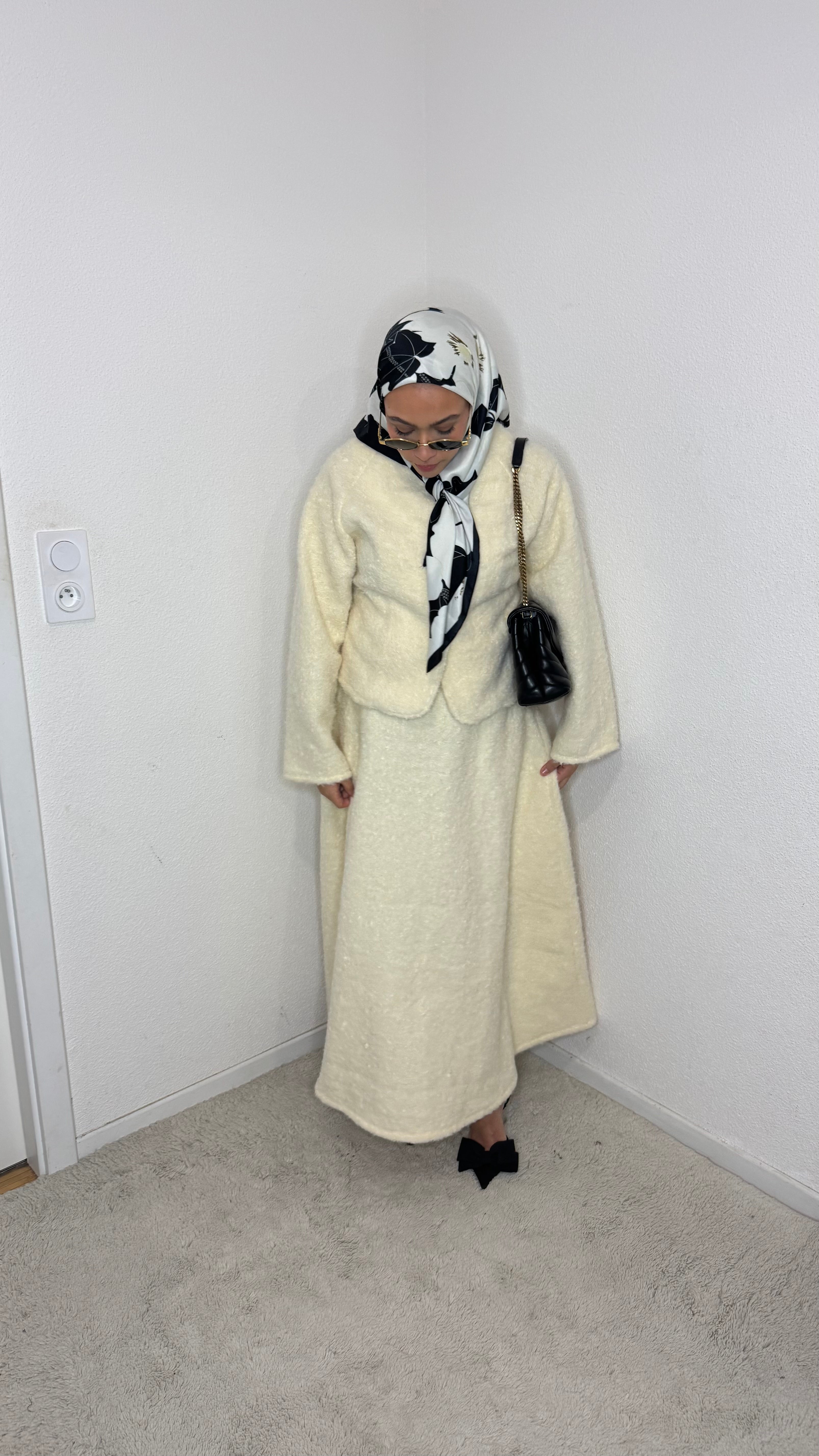 Ensemble en laine Oumey Blanc cassé