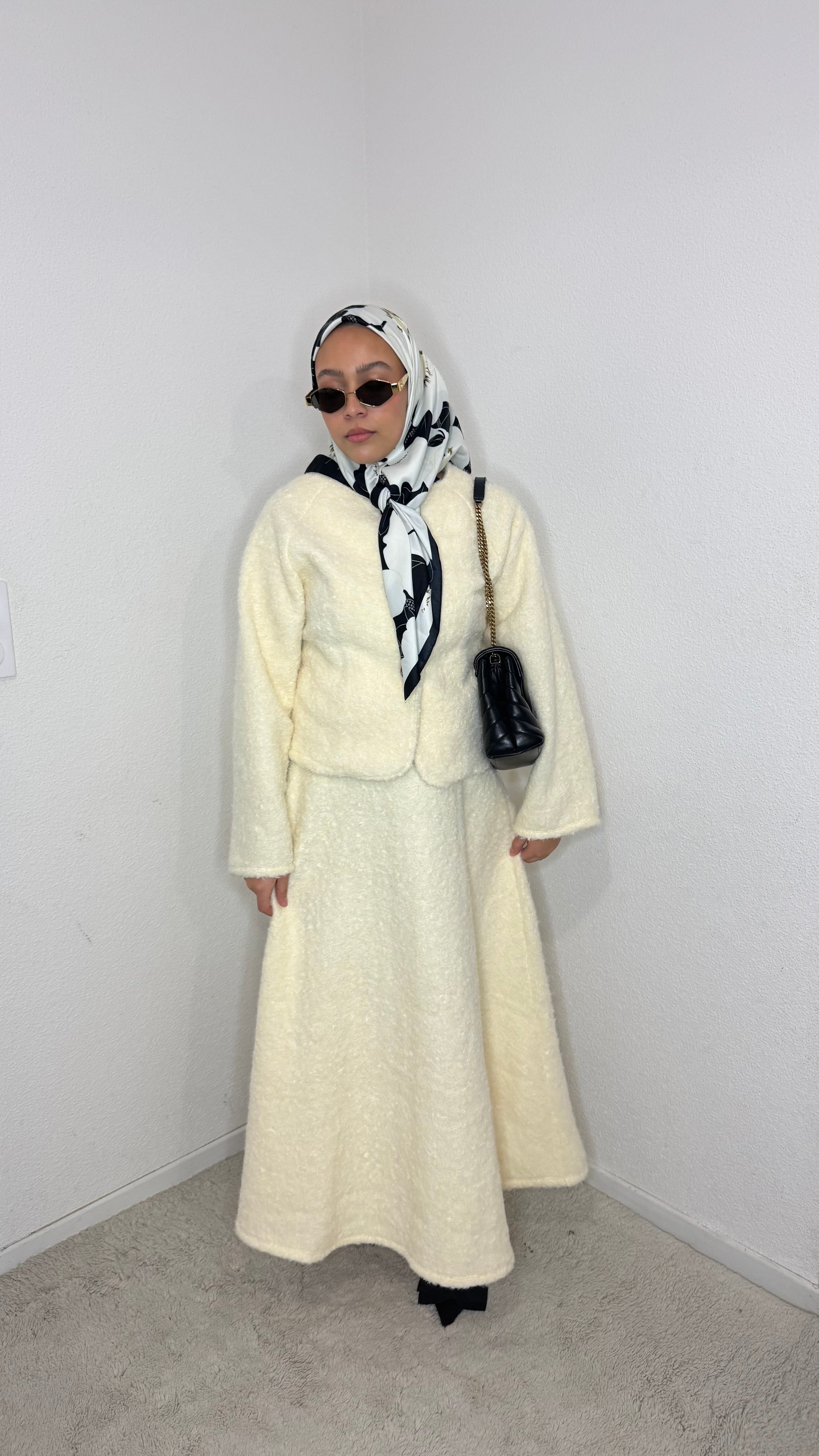Ensemble en laine Oumey Blanc cassé