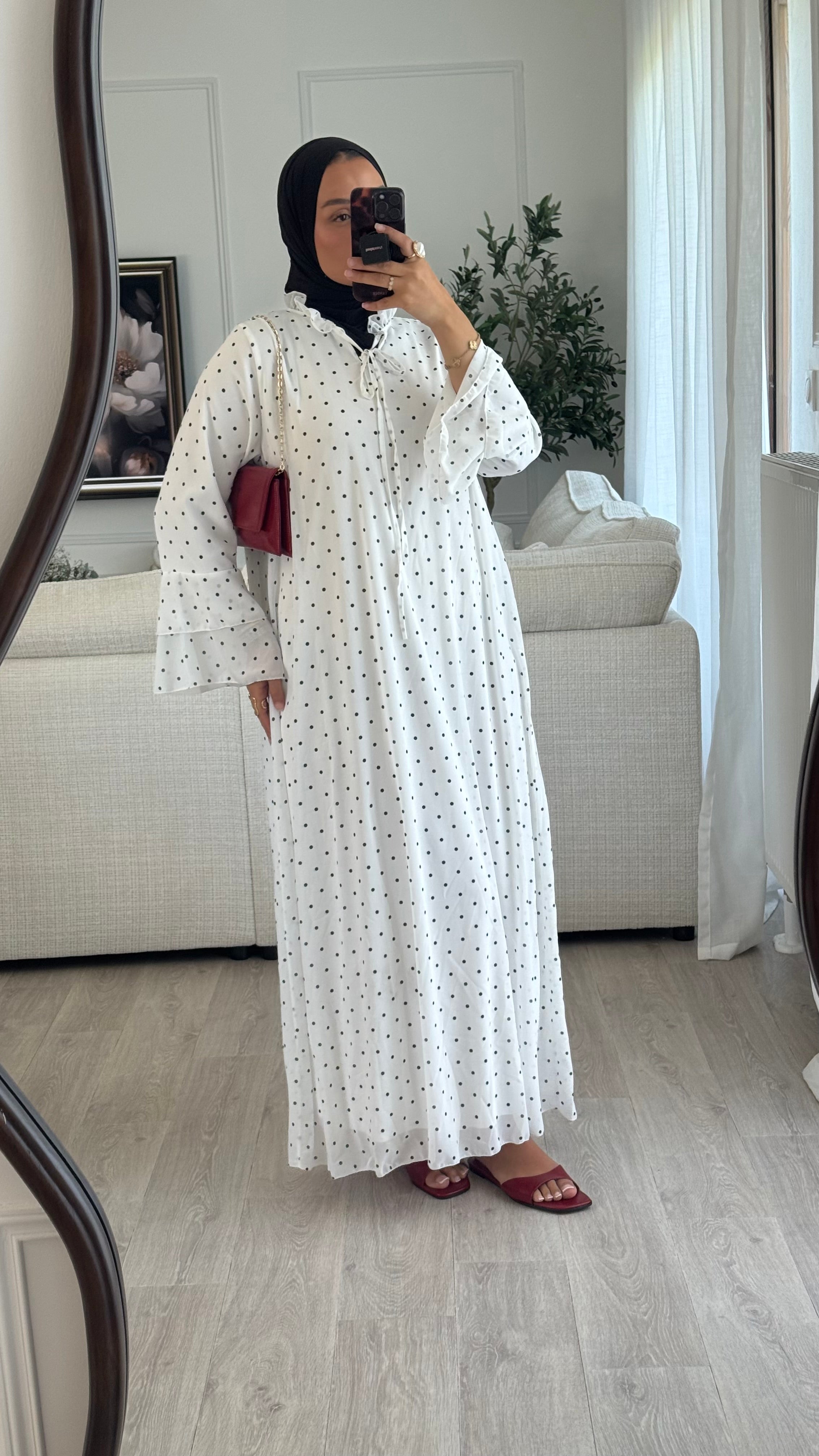 Robe à pois mousseline | Blanc