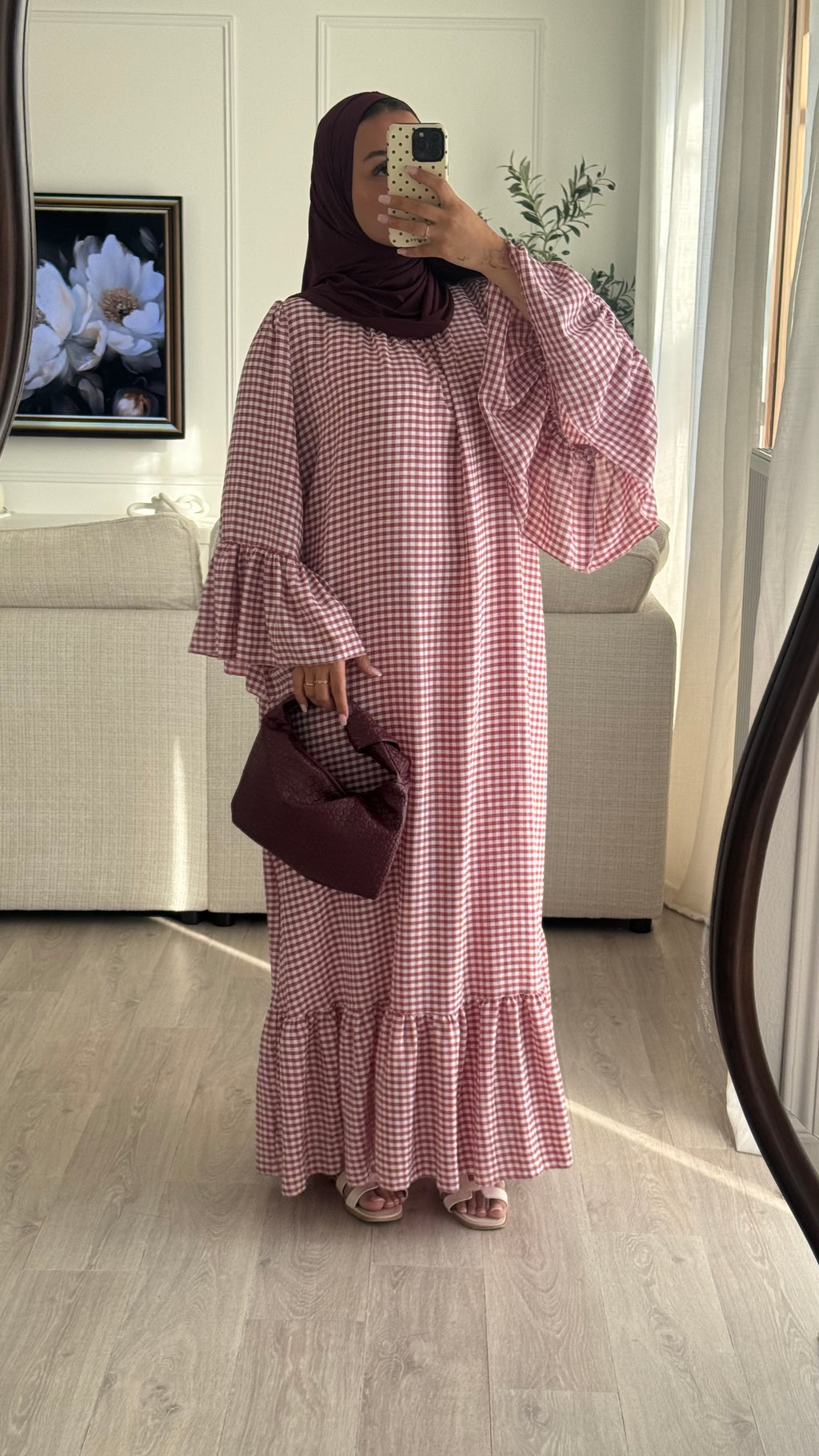 Robe à volant Vichy | Bordeaux