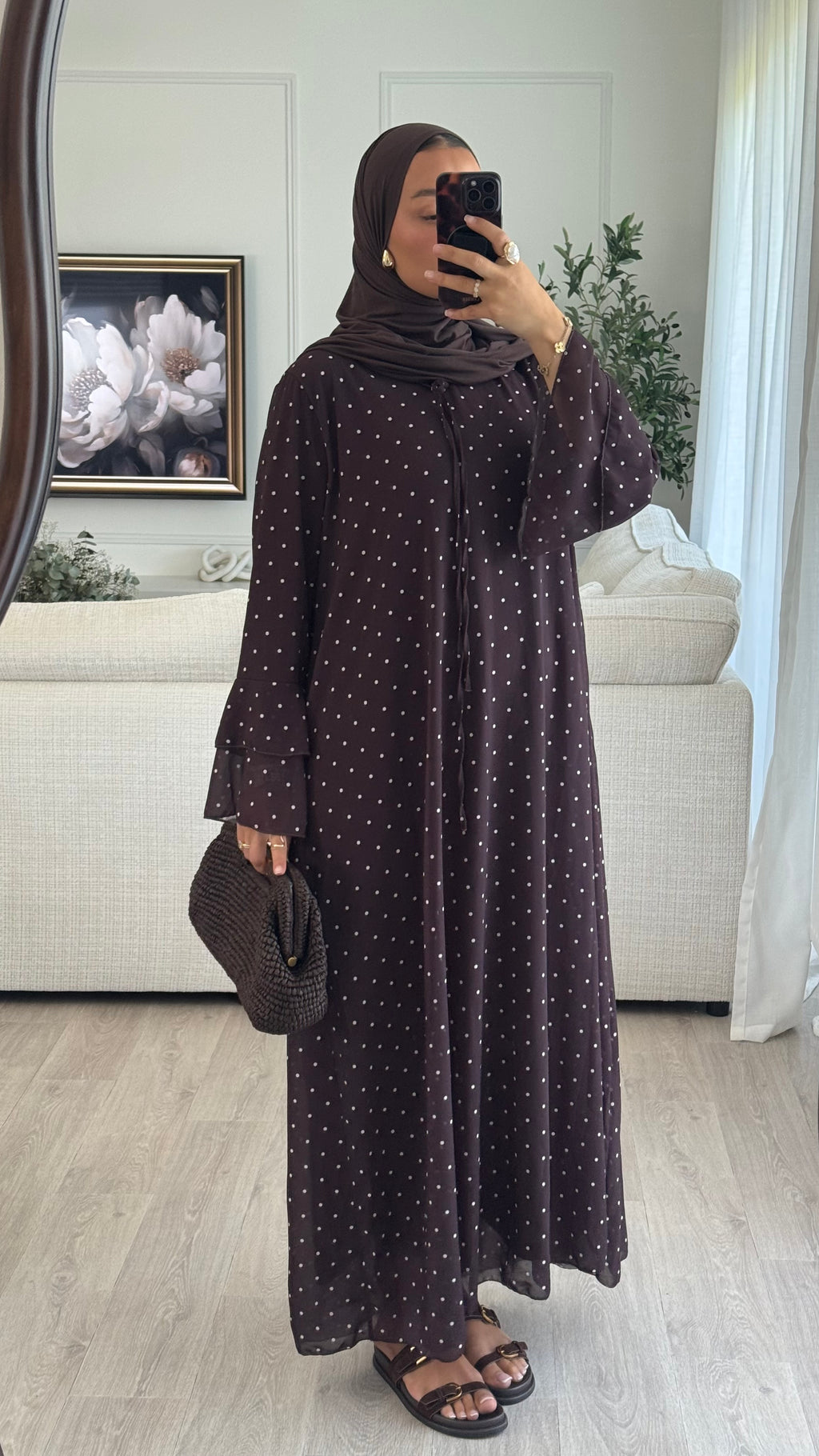 Robe à pois mousseline | Chocolat