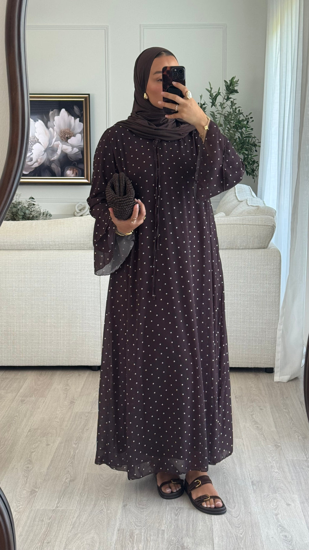 Robe à pois mousseline | Chocolat