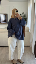 T-shirt Oversize en modal | Bleu jeans