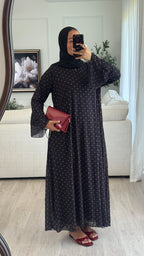 Robe à pois mousseline | Noir