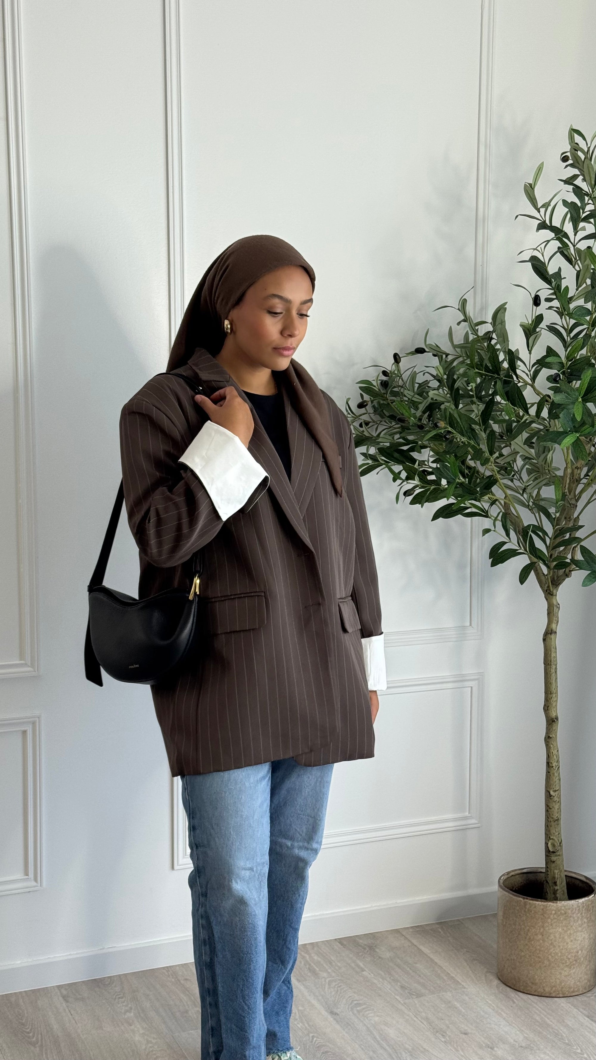 Blazer Oversize a rayure l Mocca