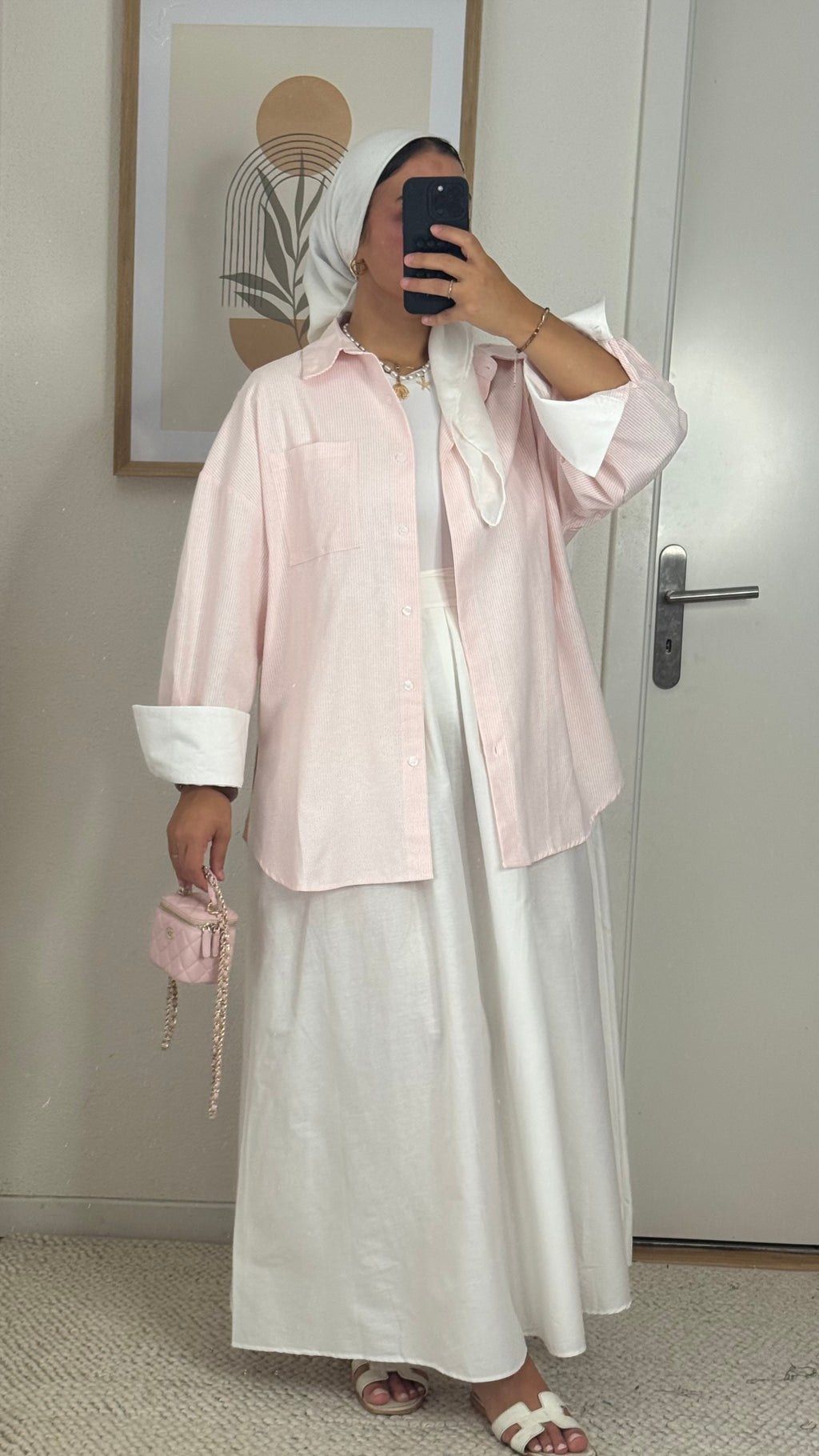 Chemise oversize rayée | rose