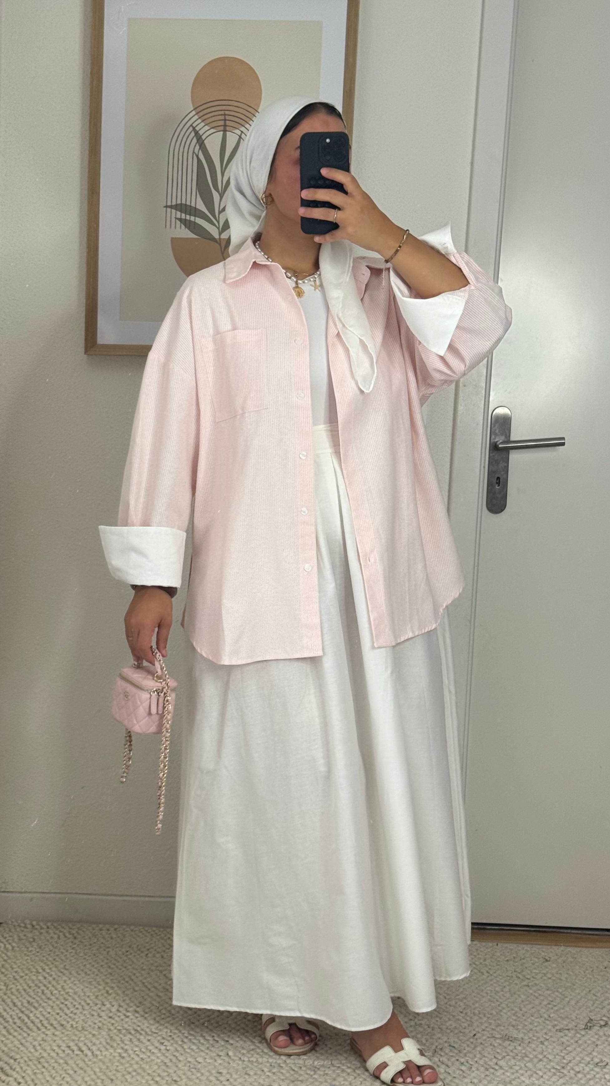 Chemise oversize rayée | rose