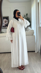 Robe à pois mousseline | Blanc