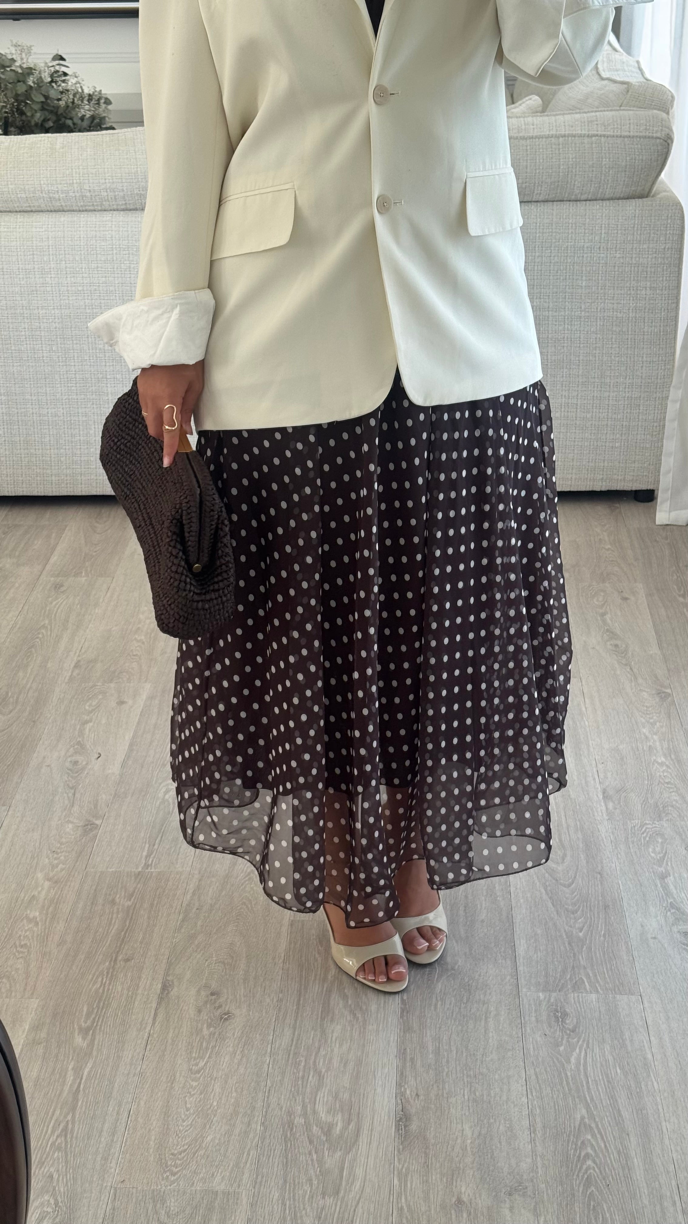 Jupe Organza pois  | Chocolat