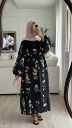 Robe Linaïa | Noir fleuris