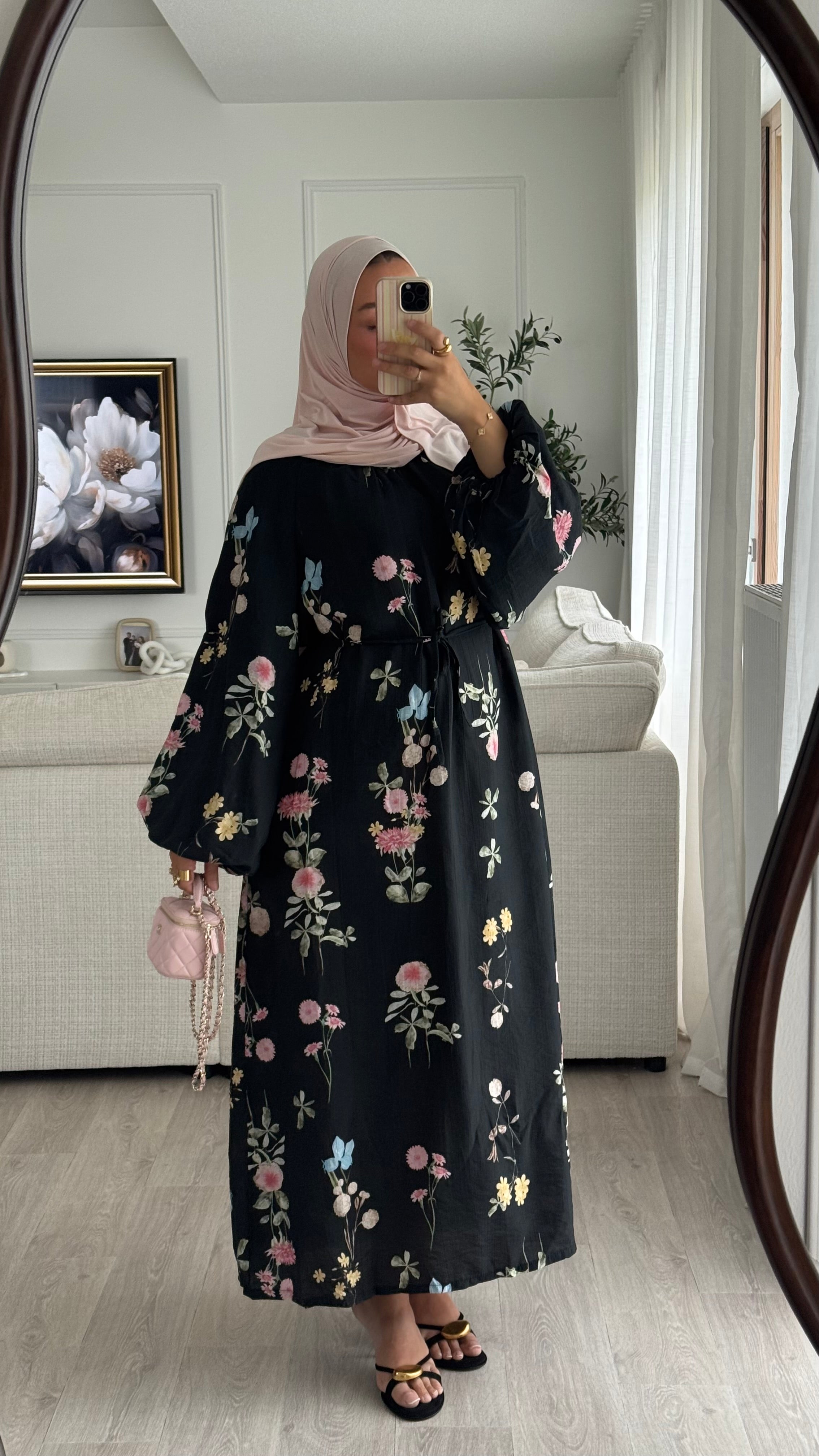 Robe Linaïa | Noir fleuris