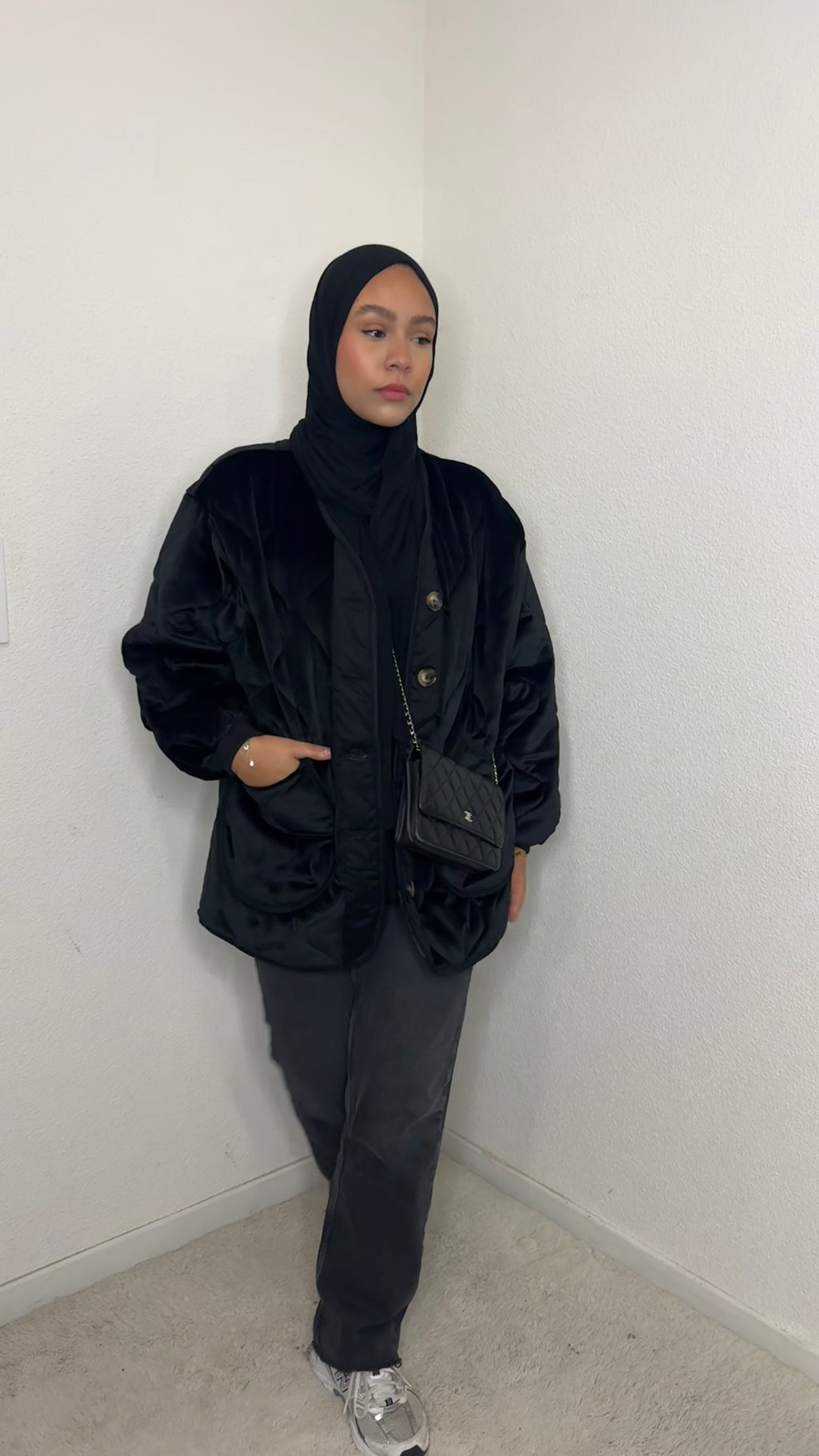 Veste matelassé en velours Bleu