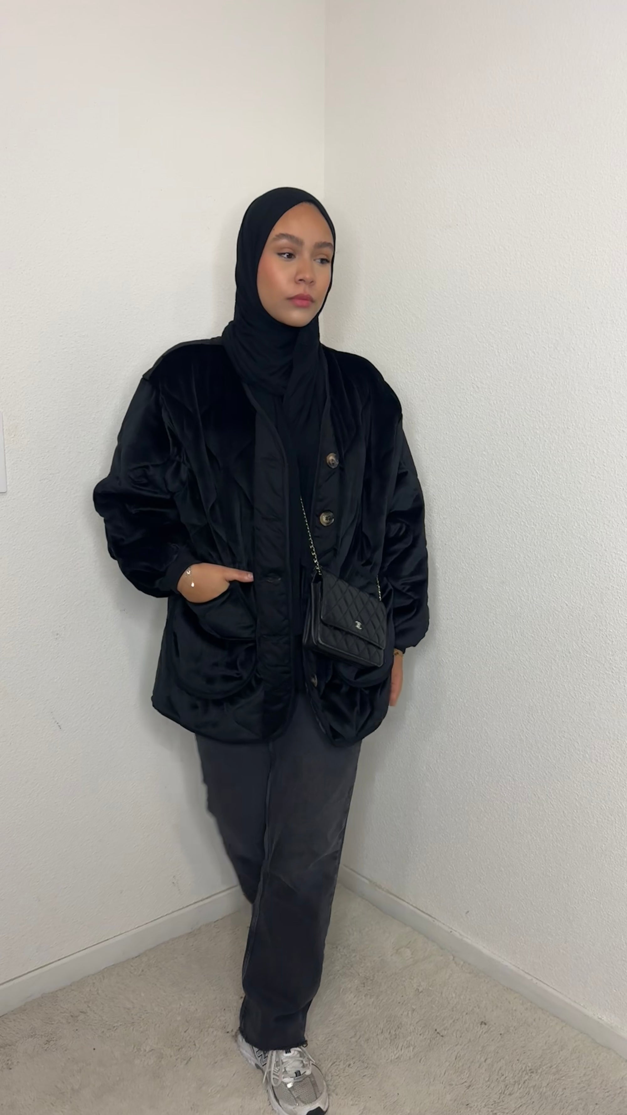Veste matelassé en velours Bleu