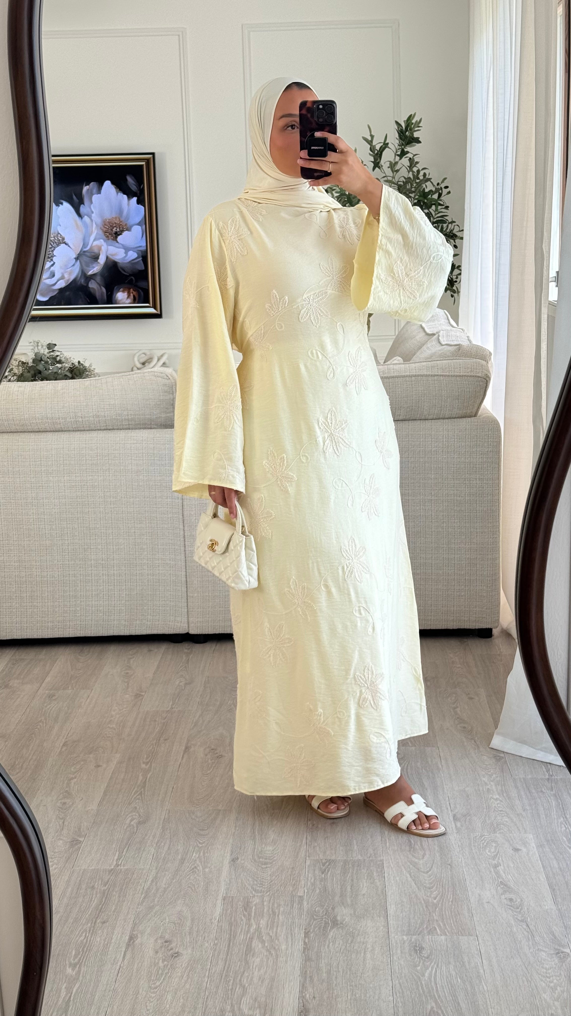 Robe brodée | Jaune