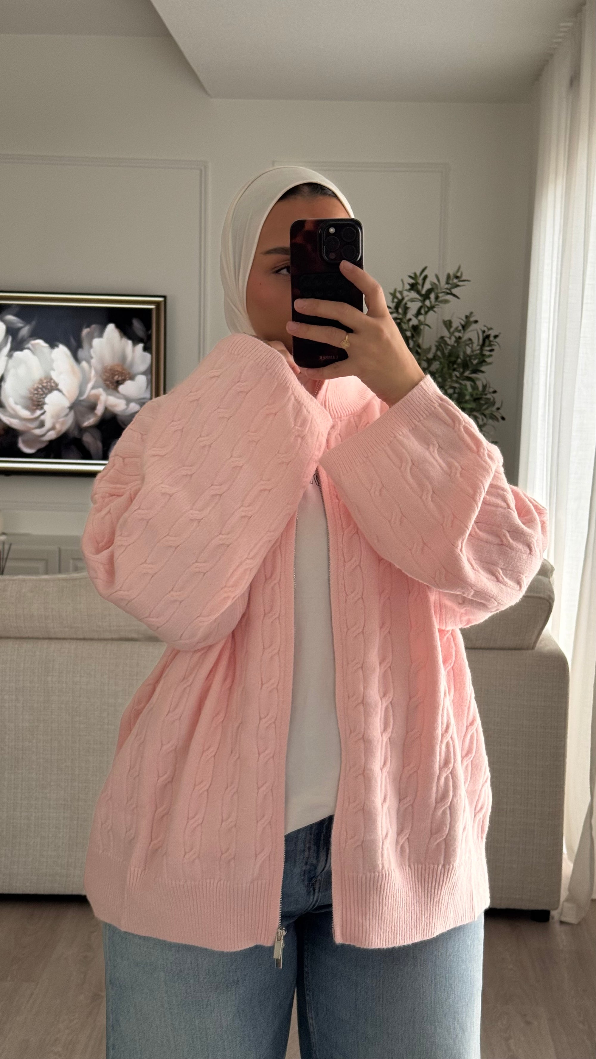 Gilet torsadée | Rose