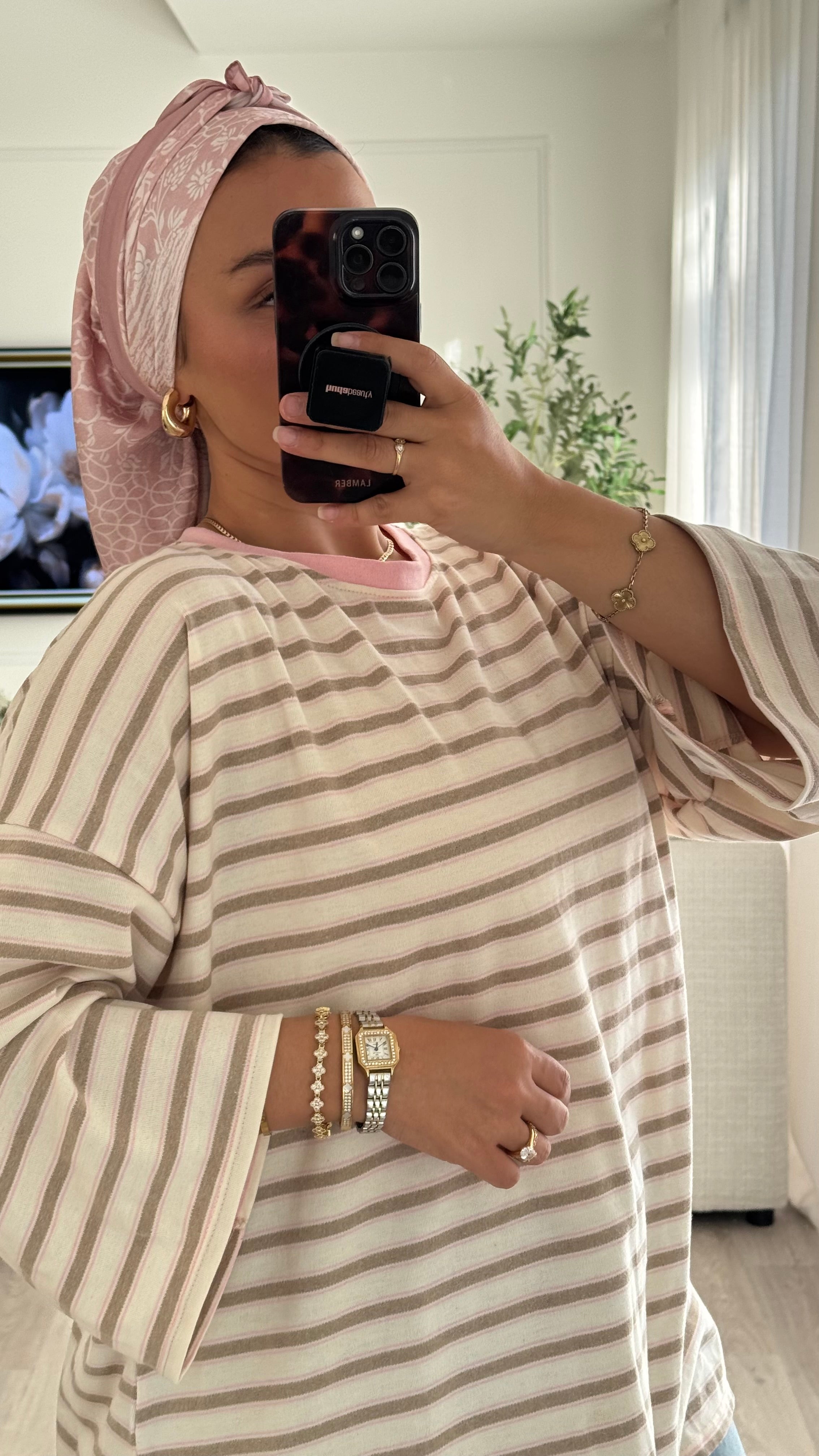 T-shirt Oversize Rayé | Nude