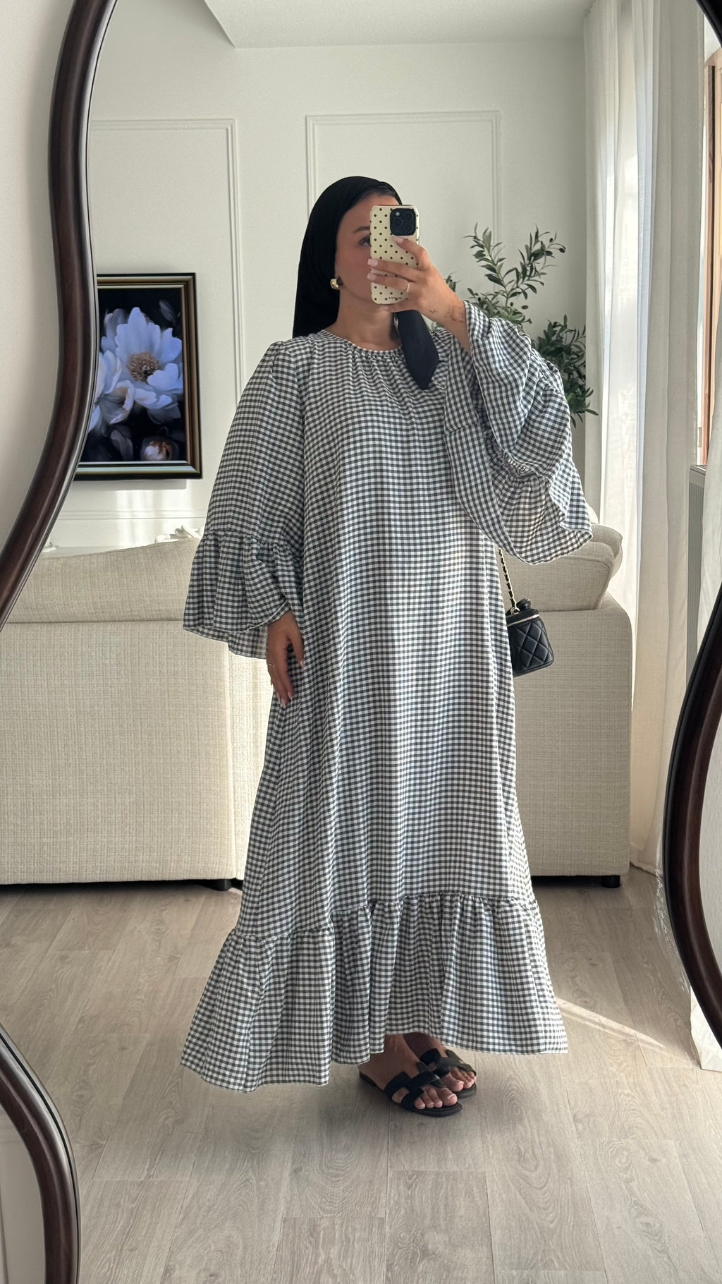 Robe à volant Vichy | Noir