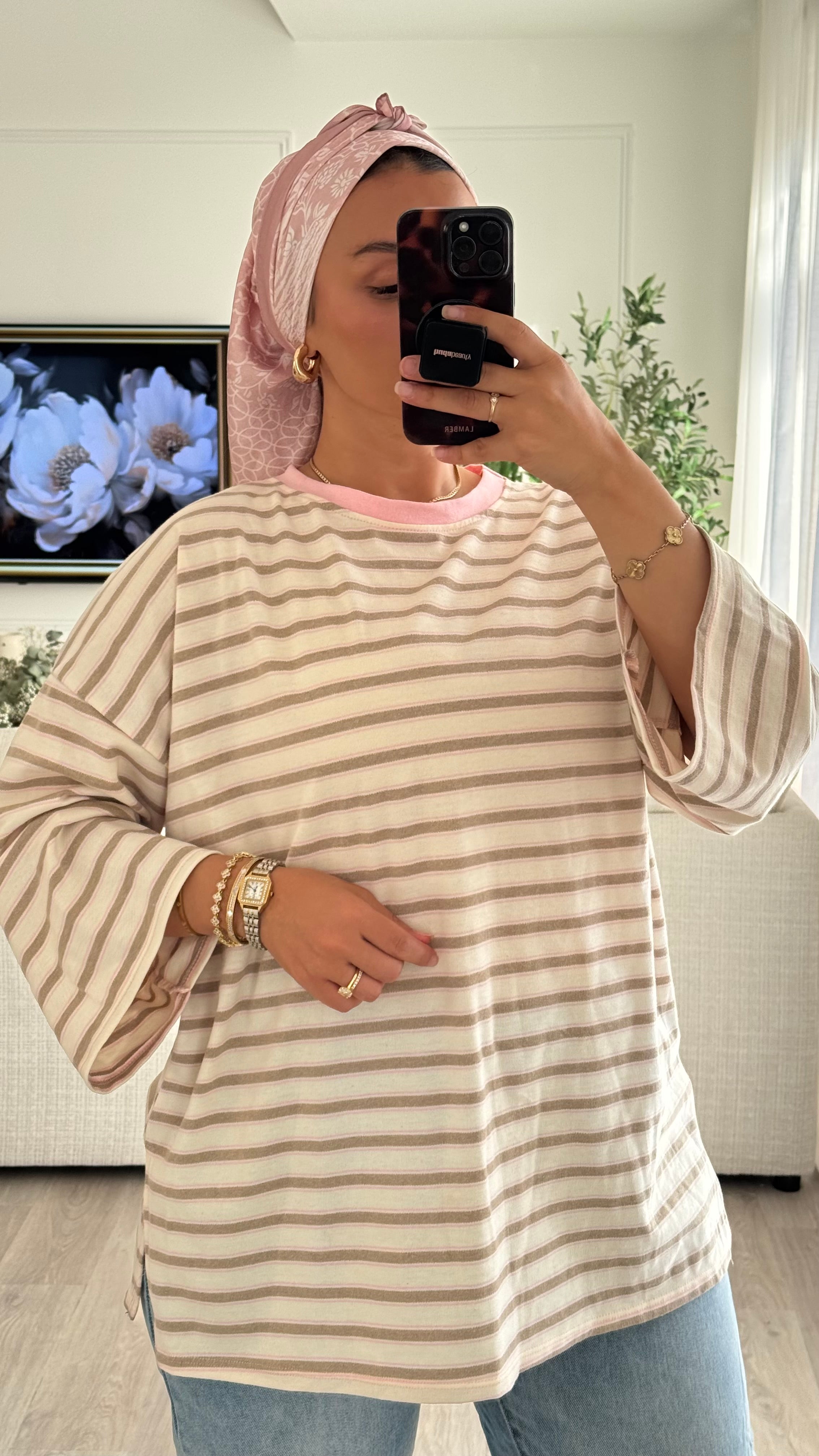 T-shirt Oversize Rayé | Nude