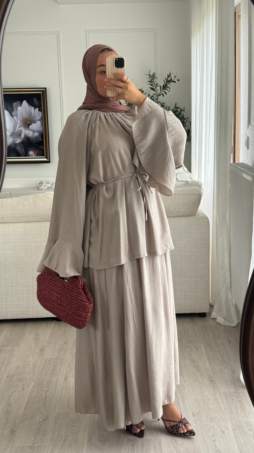 Ensemble à volant | Taupe
