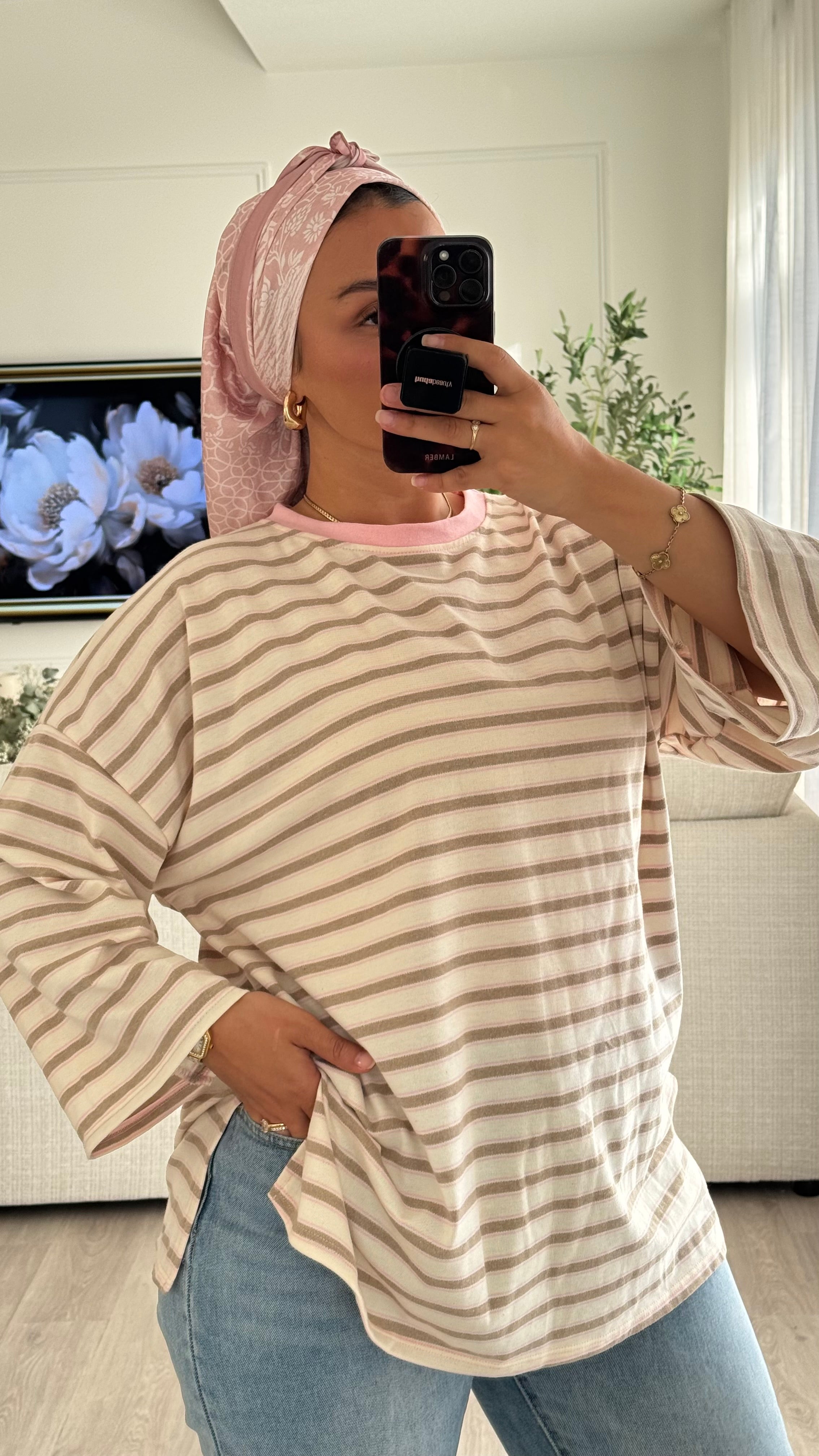 T-shirt Oversize Rayé | Nude