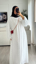 Robe à pois manches bouffantes | blanc