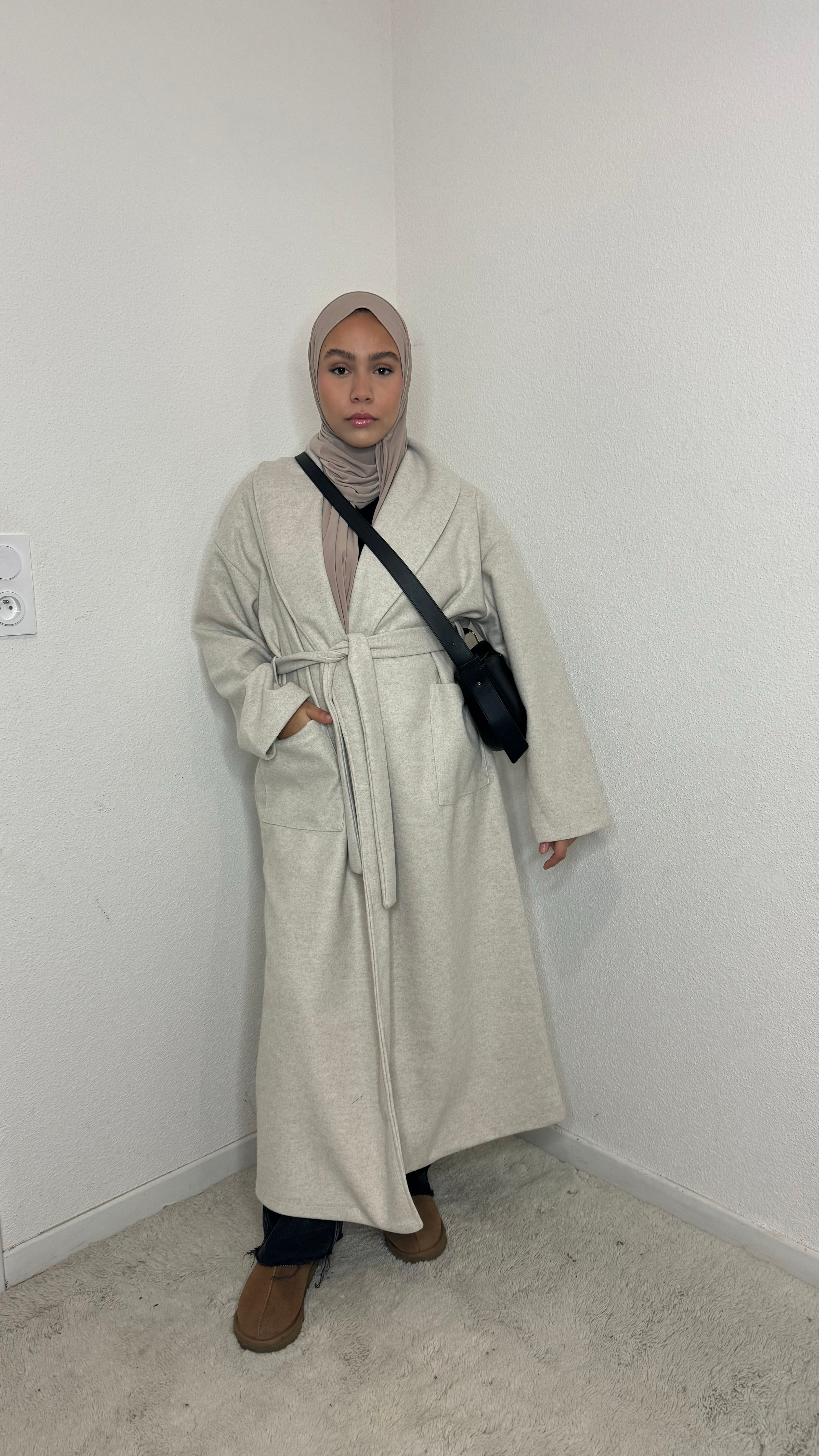 Long black heathered coat