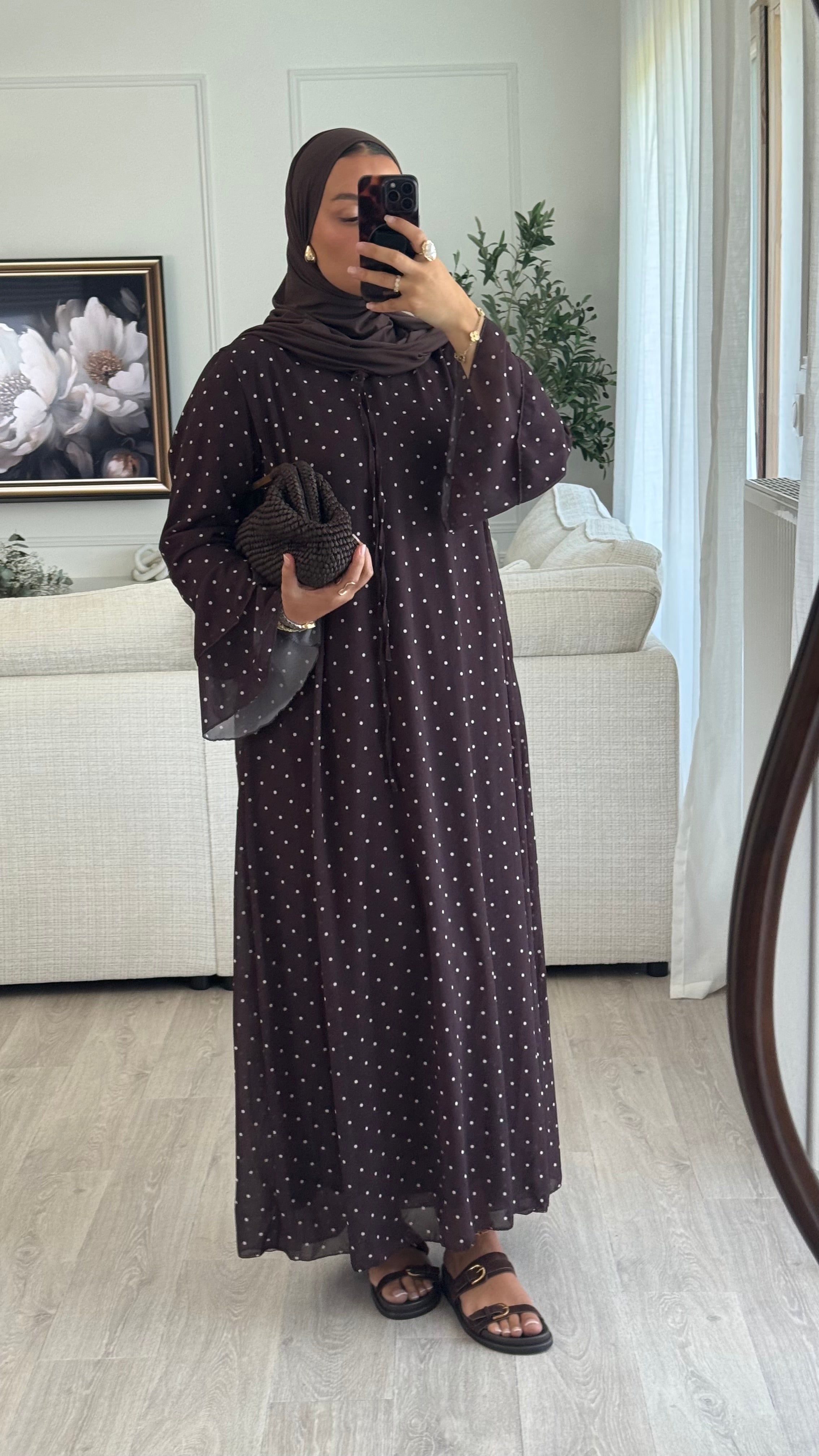 Robe à pois mousseline | Chocolat
