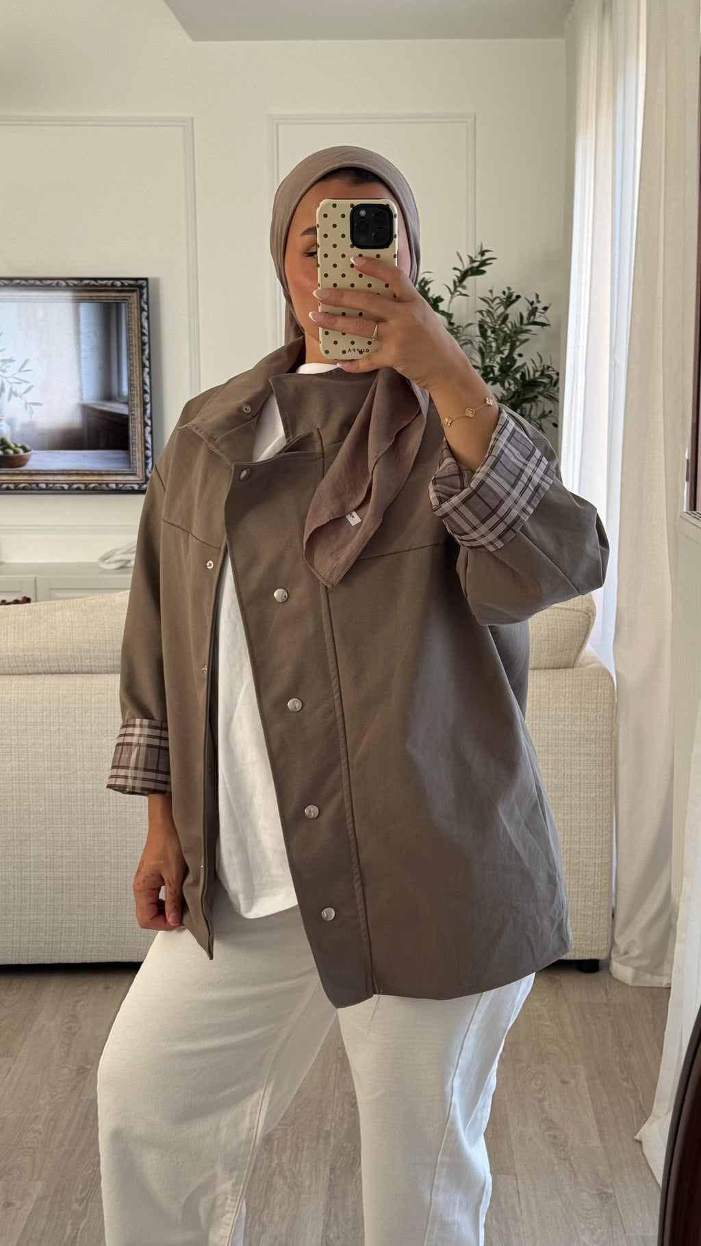 Trench Court manches à carreaux | Taupe