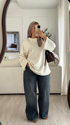T-shirt Oversize en modal | Blanc cassé