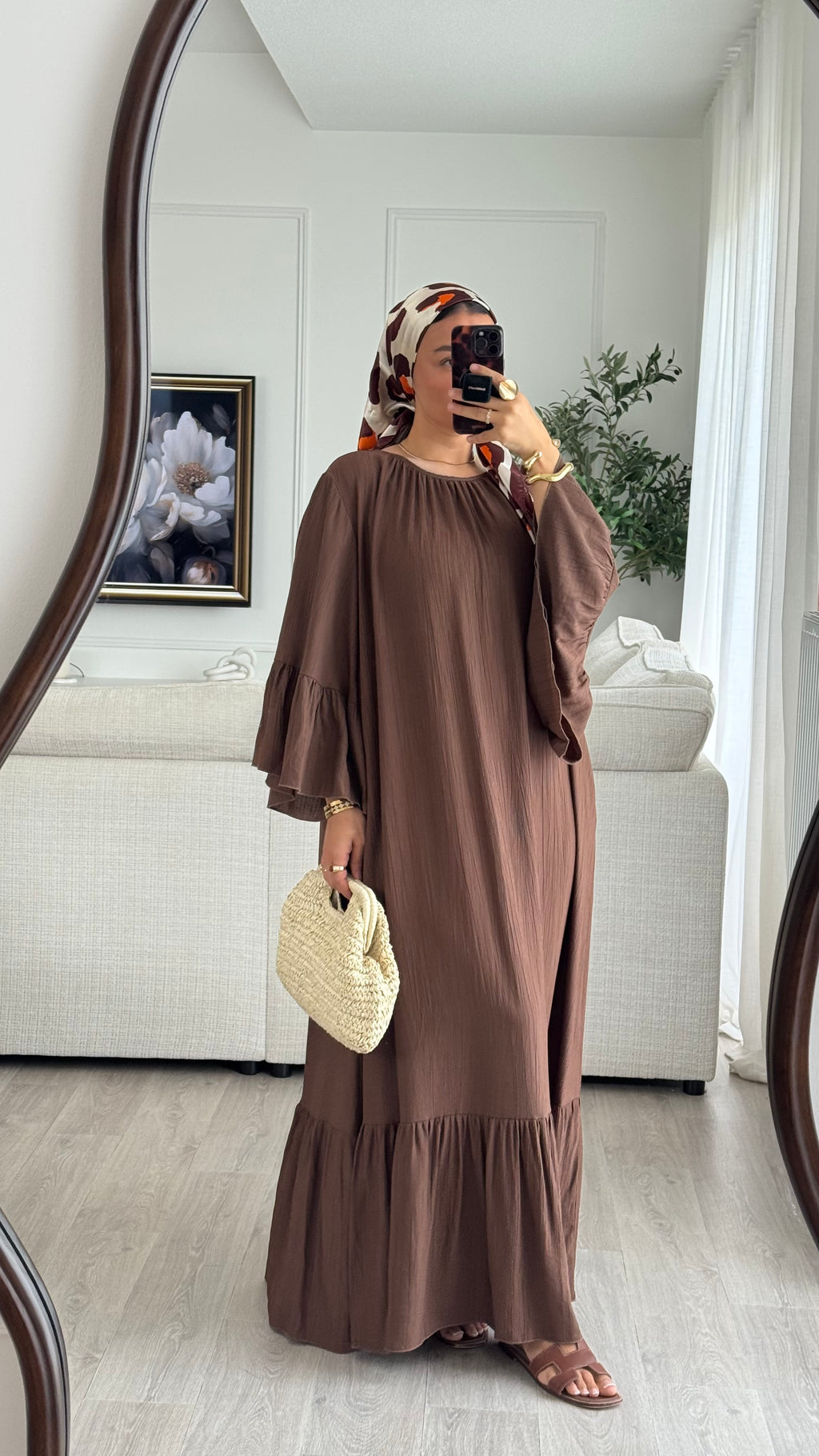 Robe à volant | Marron