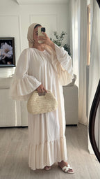 Robe à volant Vichy | Beige