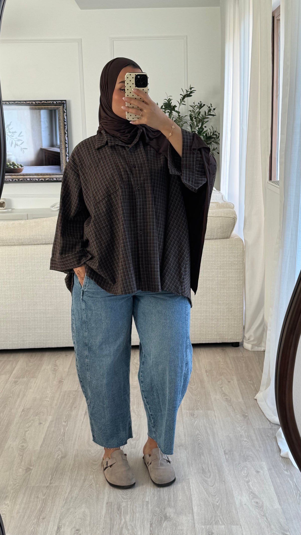 Chemise Oversize à carreaux | chocolat