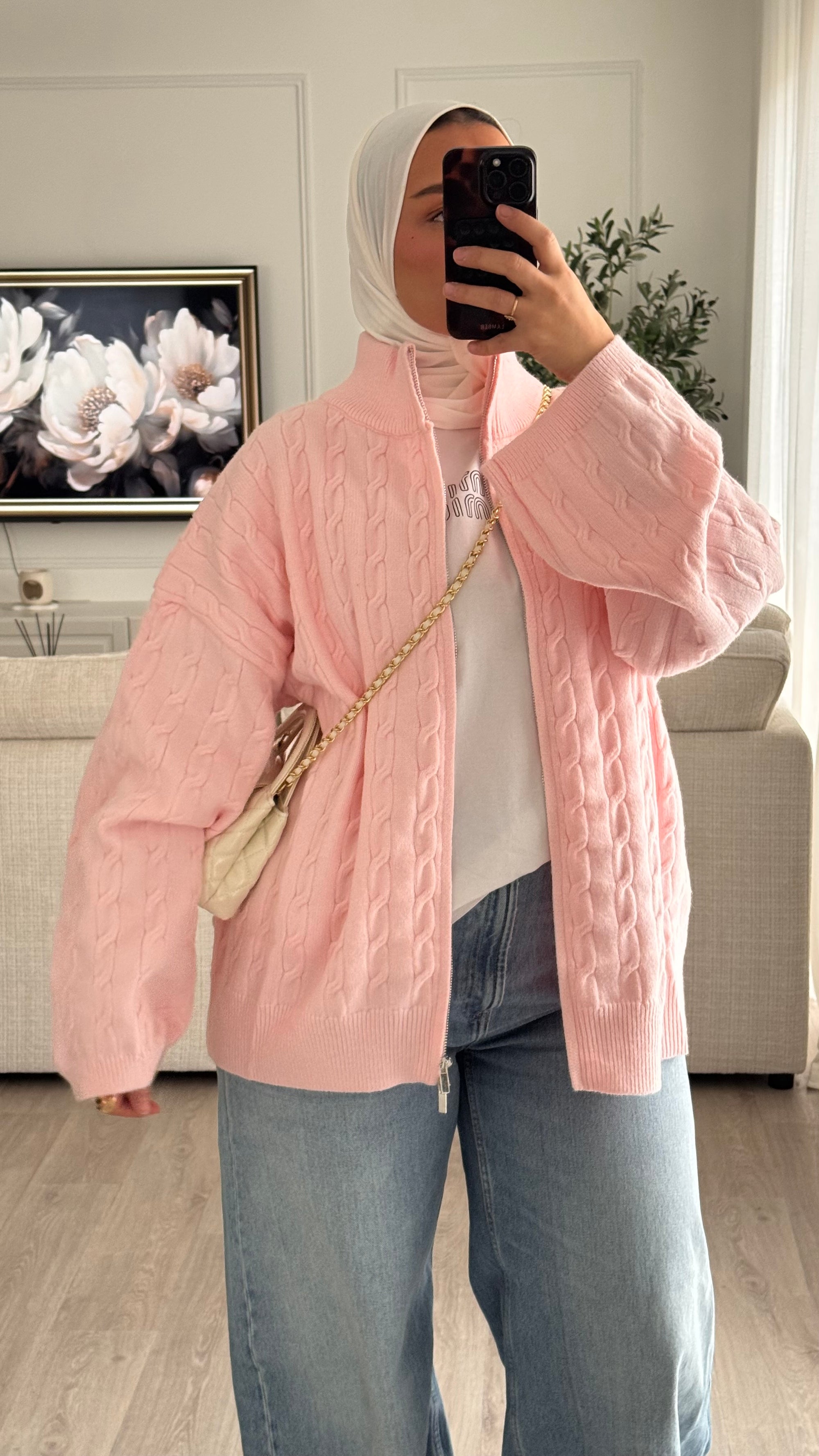 Gilet torsadée | Rose
