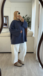 T-shirt Oversize en modal | Bleu jeans
