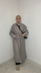 Manteau long noir chiné