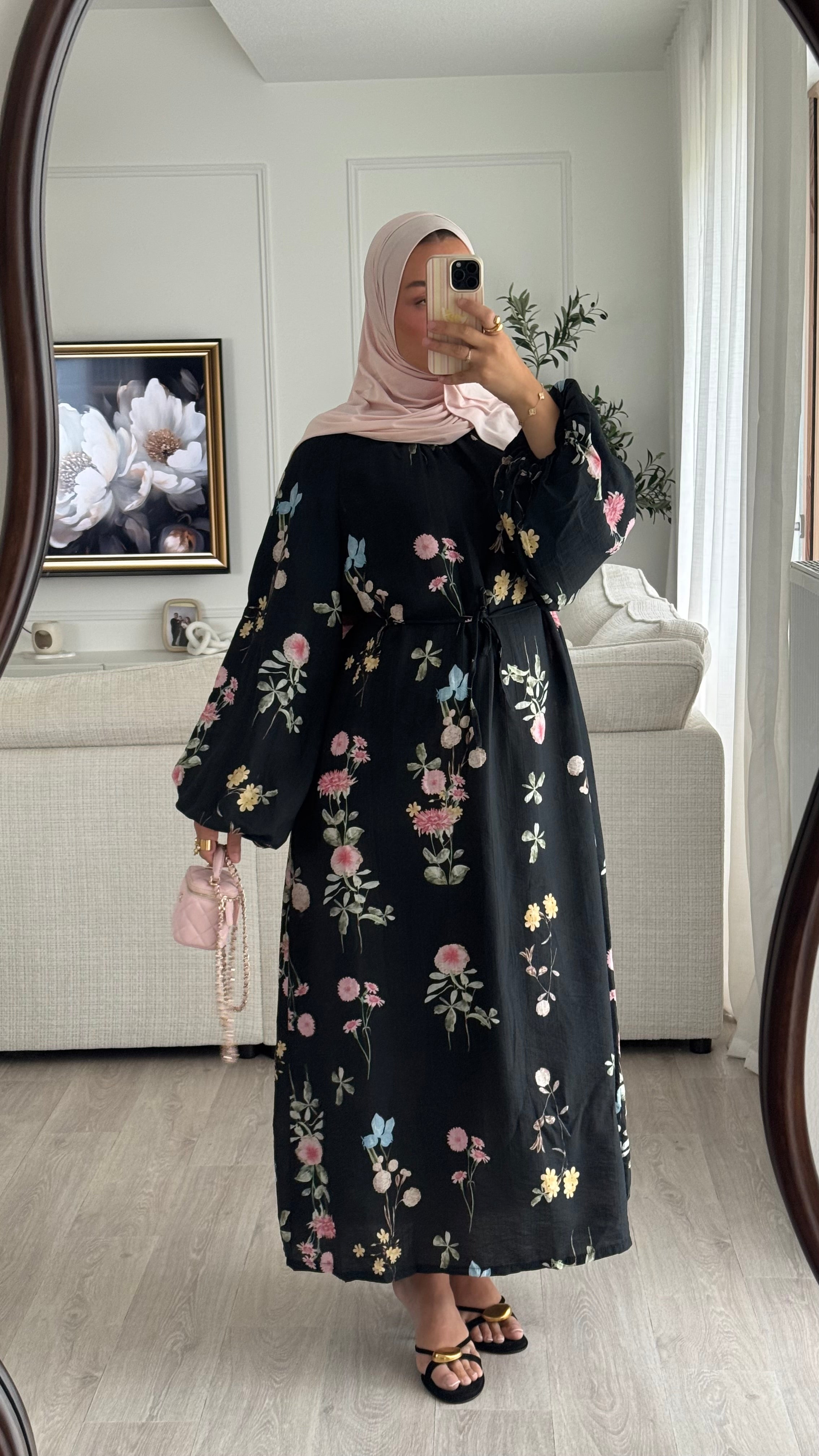 Robe Linaïa | Noir fleuris