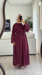 Robe à pois manches bouffantes | Bordeaux