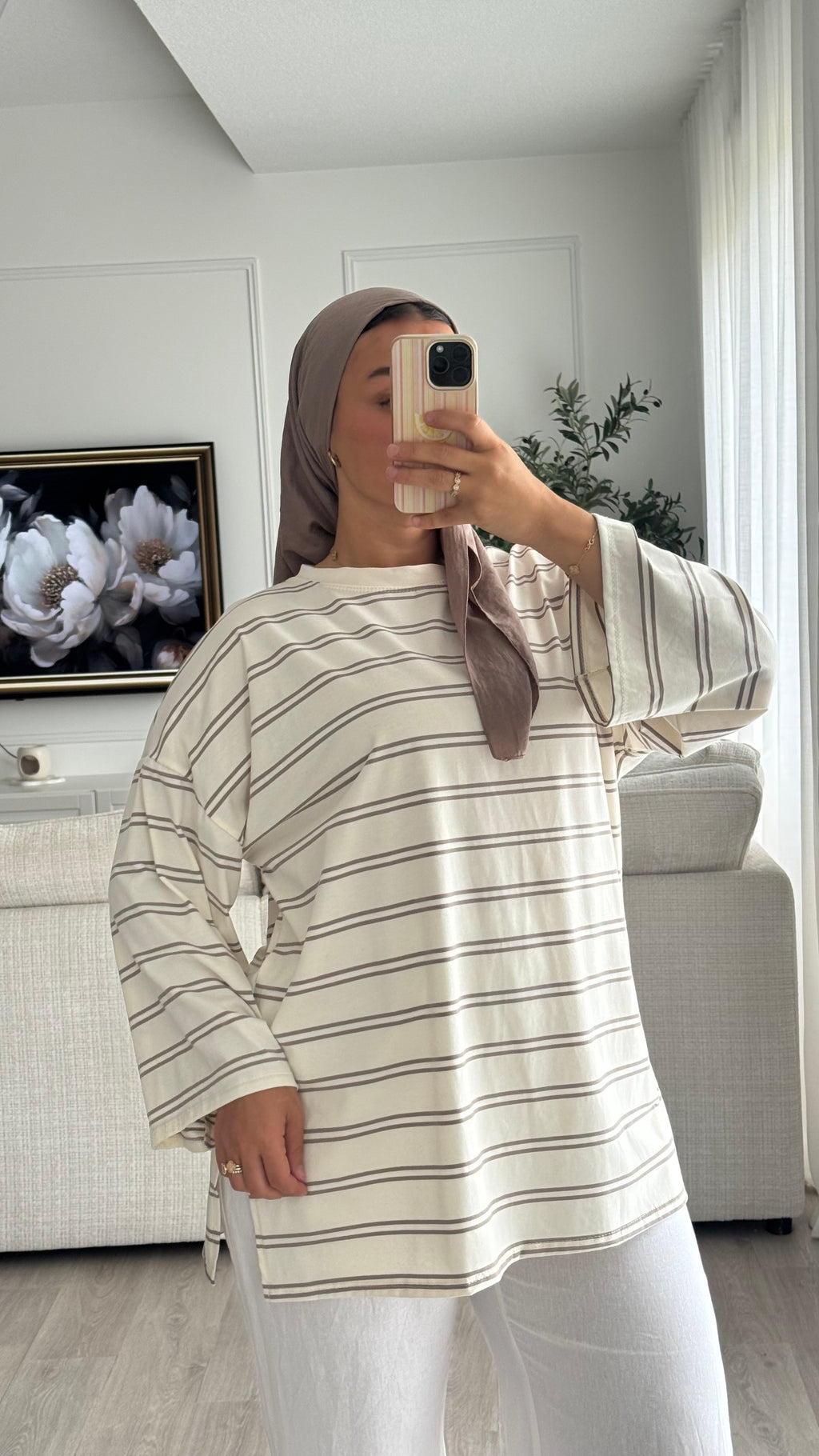 T-shirt 100% coton | Ecru rayé