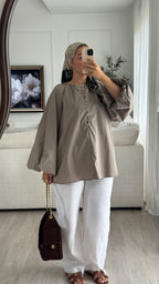 Blouse 100% cotton | Taupe