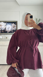 Blouse 100% cotton | Prune