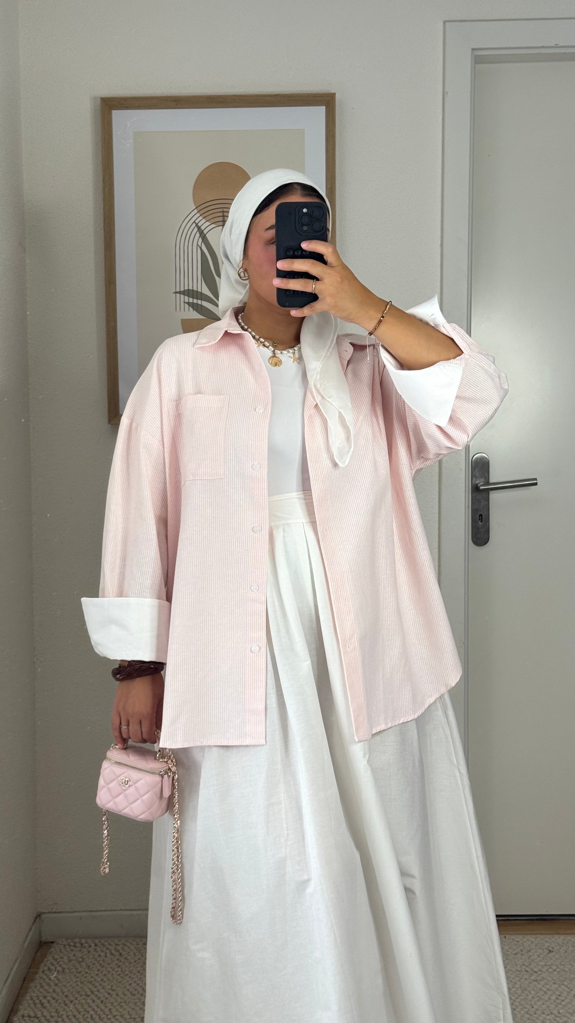 Chemise oversize rayée | rose
