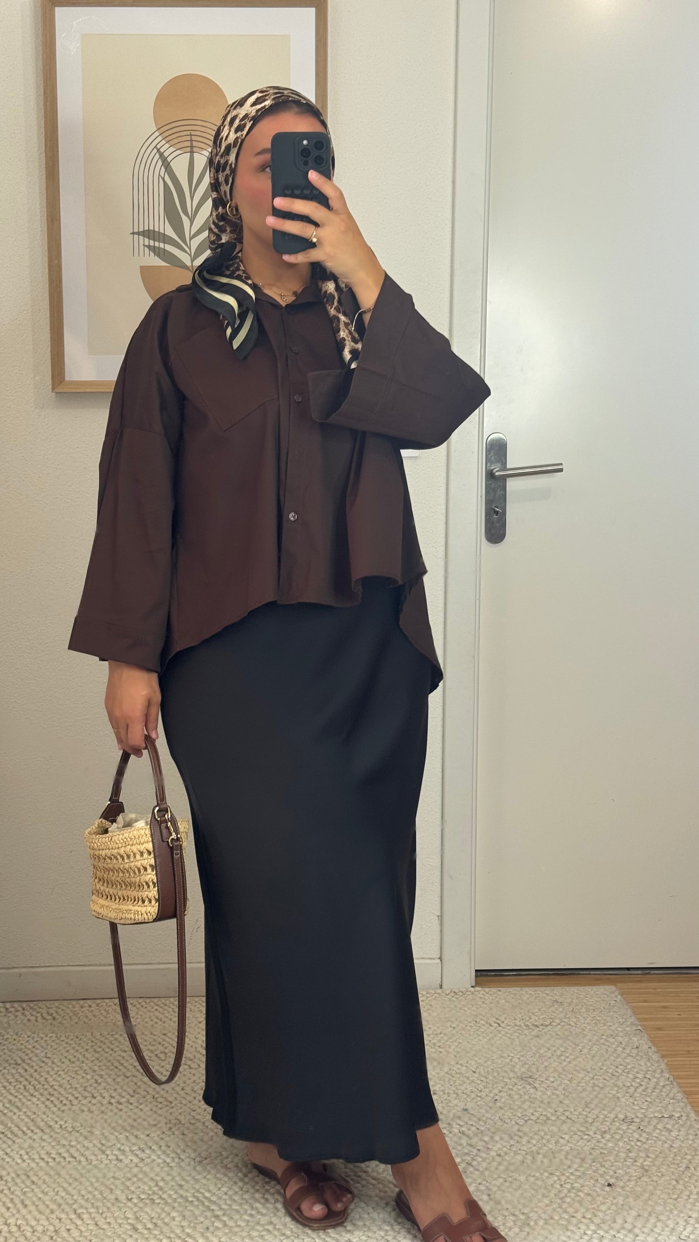 Black satin skirt