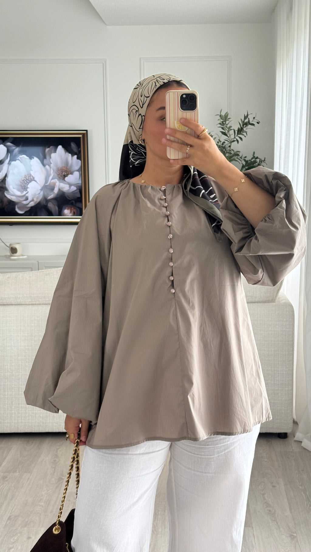 Blouse 100% cotton | Taupe