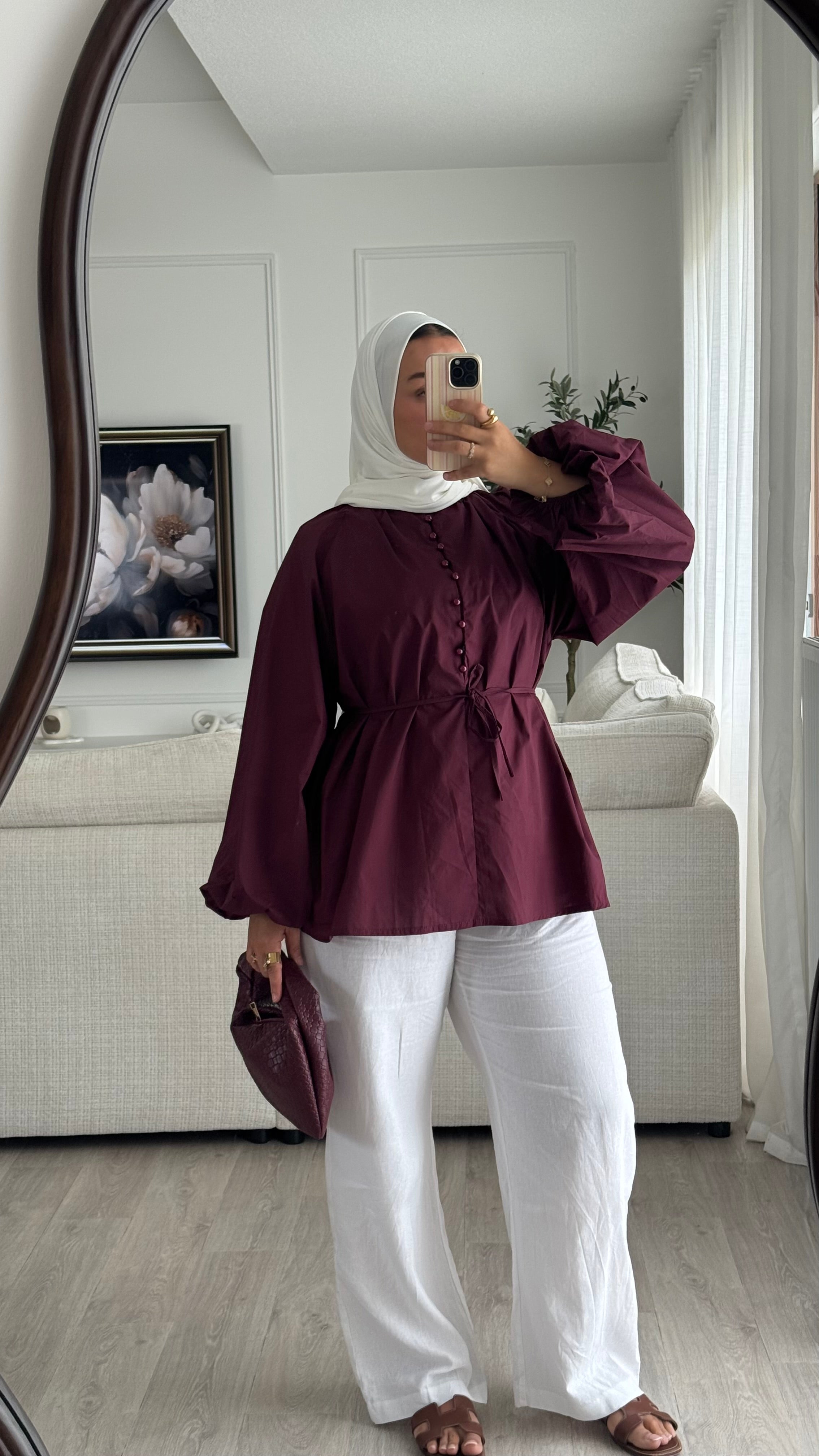 Blouse 100% cotton | Prune
