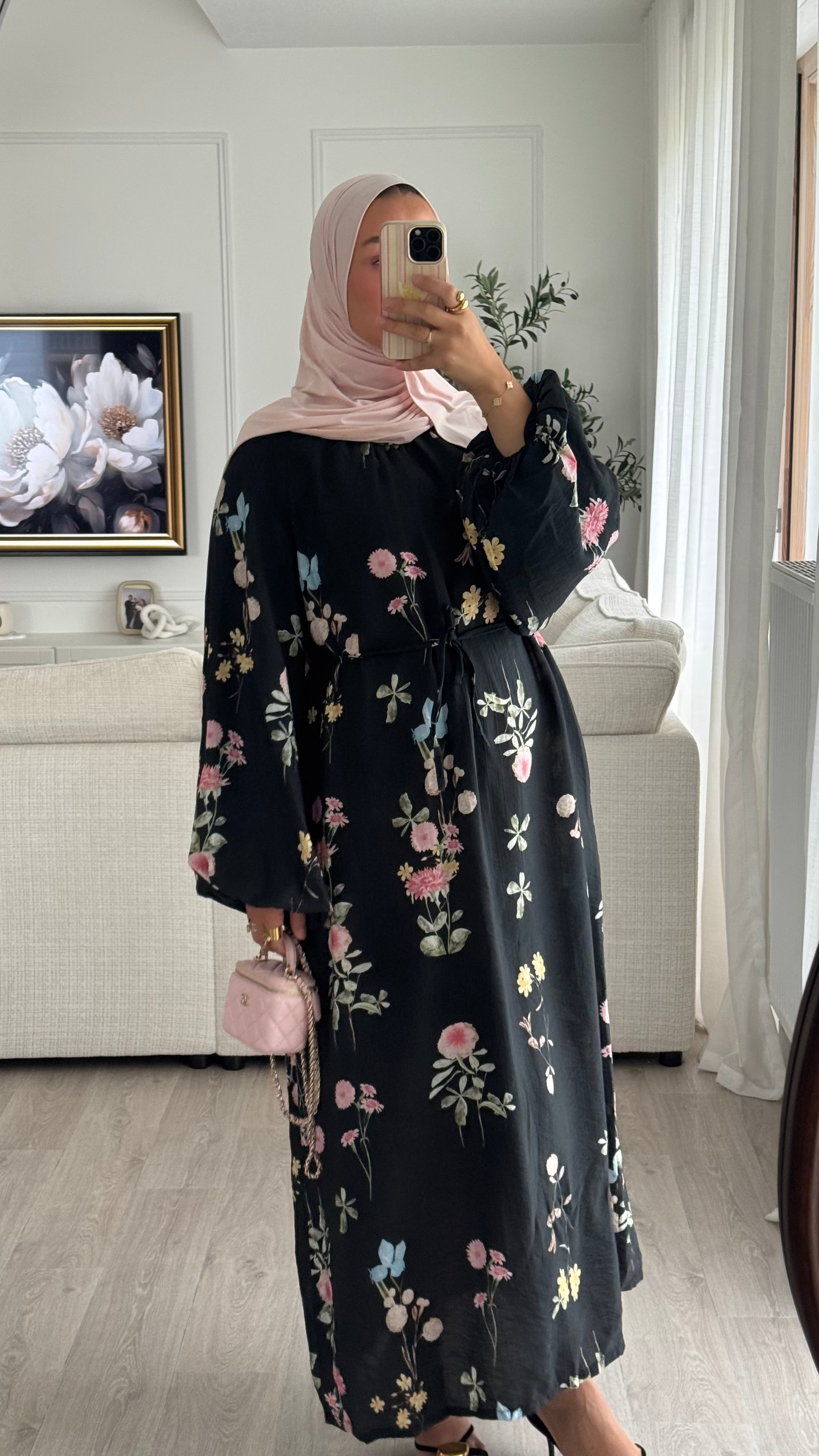 Robe Linaïa | Noir fleuris