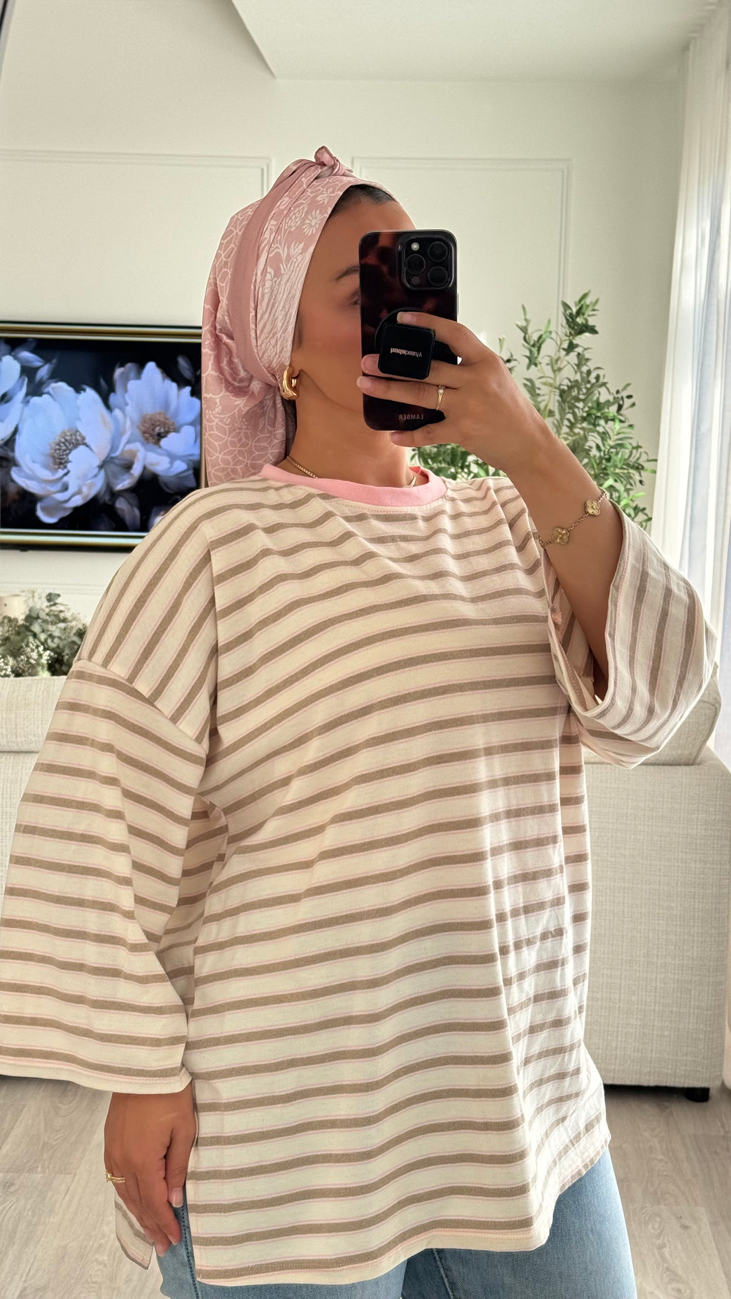T-shirt Oversize Rayé | Nude