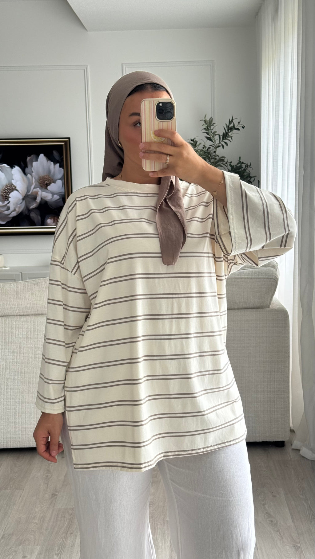 T-shirt 100% coton | Ecru rayé