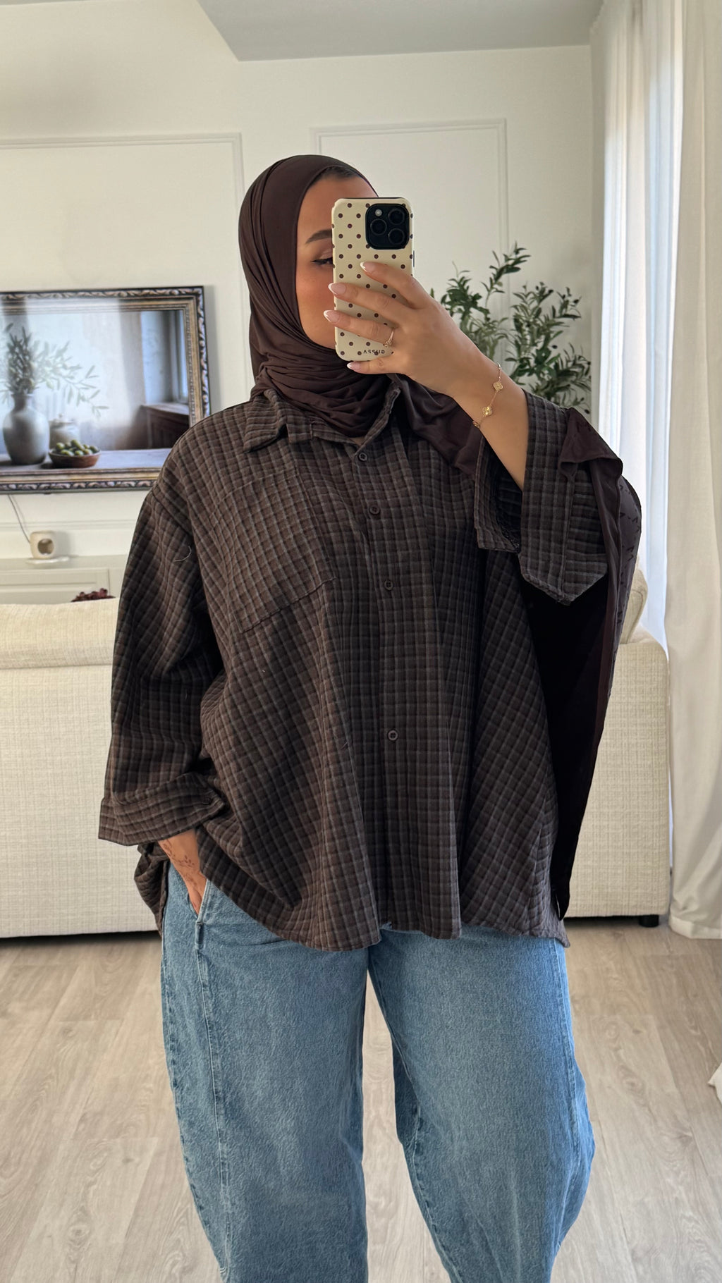 Chemise Oversize à carreaux | chocolat
