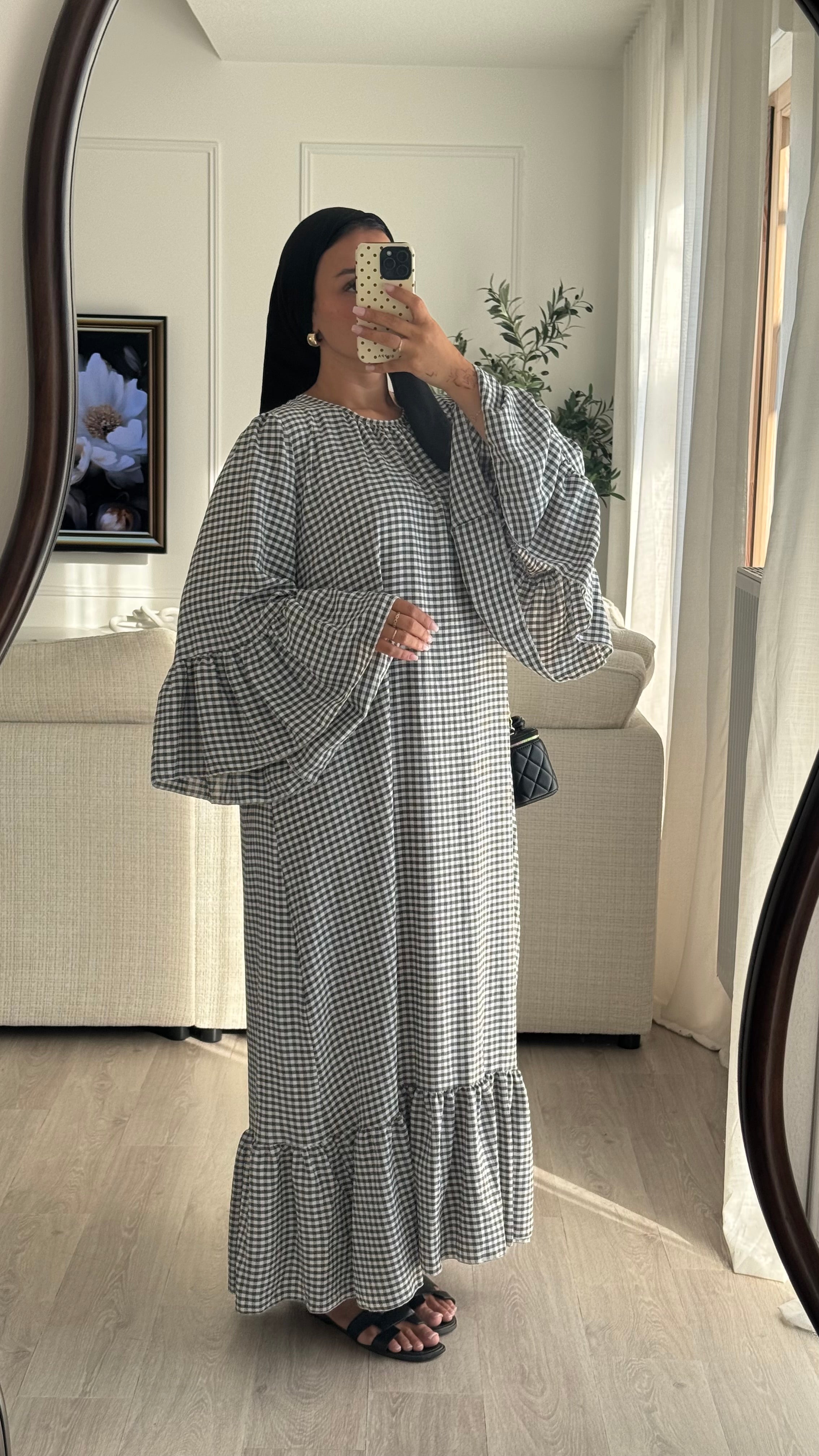 Robe à volant Vichy | Noir
