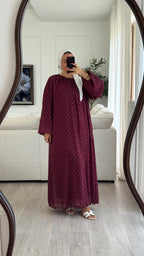 Robe à pois manches bouffantes | Bordeaux
